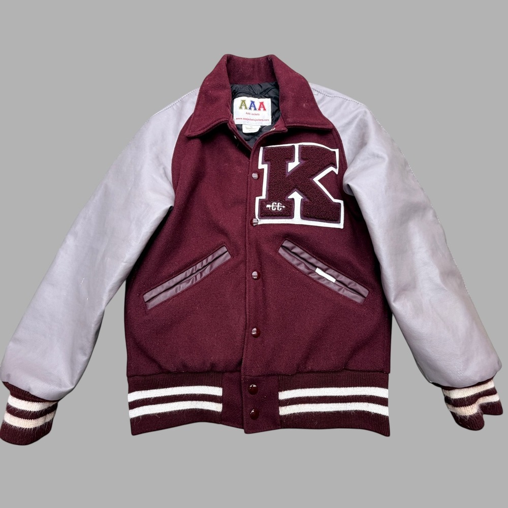 AAA Jackets Wool Varsity Letterman Jacket Womens XS Maroon Gray Cross Country